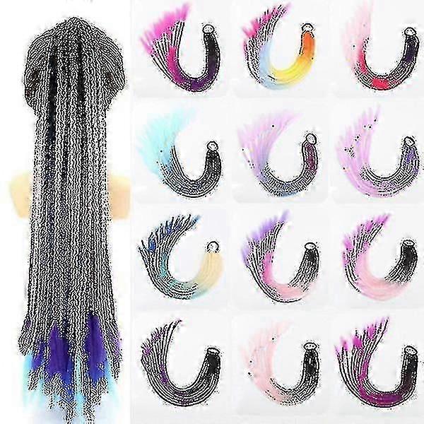 Tresses colorées Perruque tressée cheveux élastiques bande en caoutchouc Dreadlocks extension de cheveux queue de cheval accesseur de cheveux