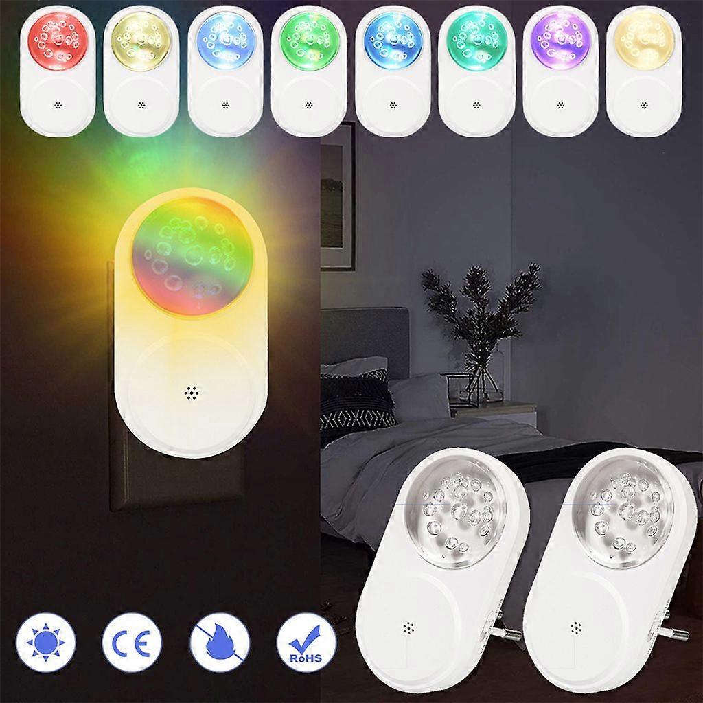 Pack of 2 LED RGB + warm white cabinet lights, night light socket, cabinet lighting, under-cabinet lights with twilight sensor