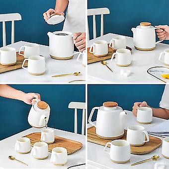 Service à Thé Noir – Théière + 4 Tasses Et Soucoupes – Sans Marque – Occasion