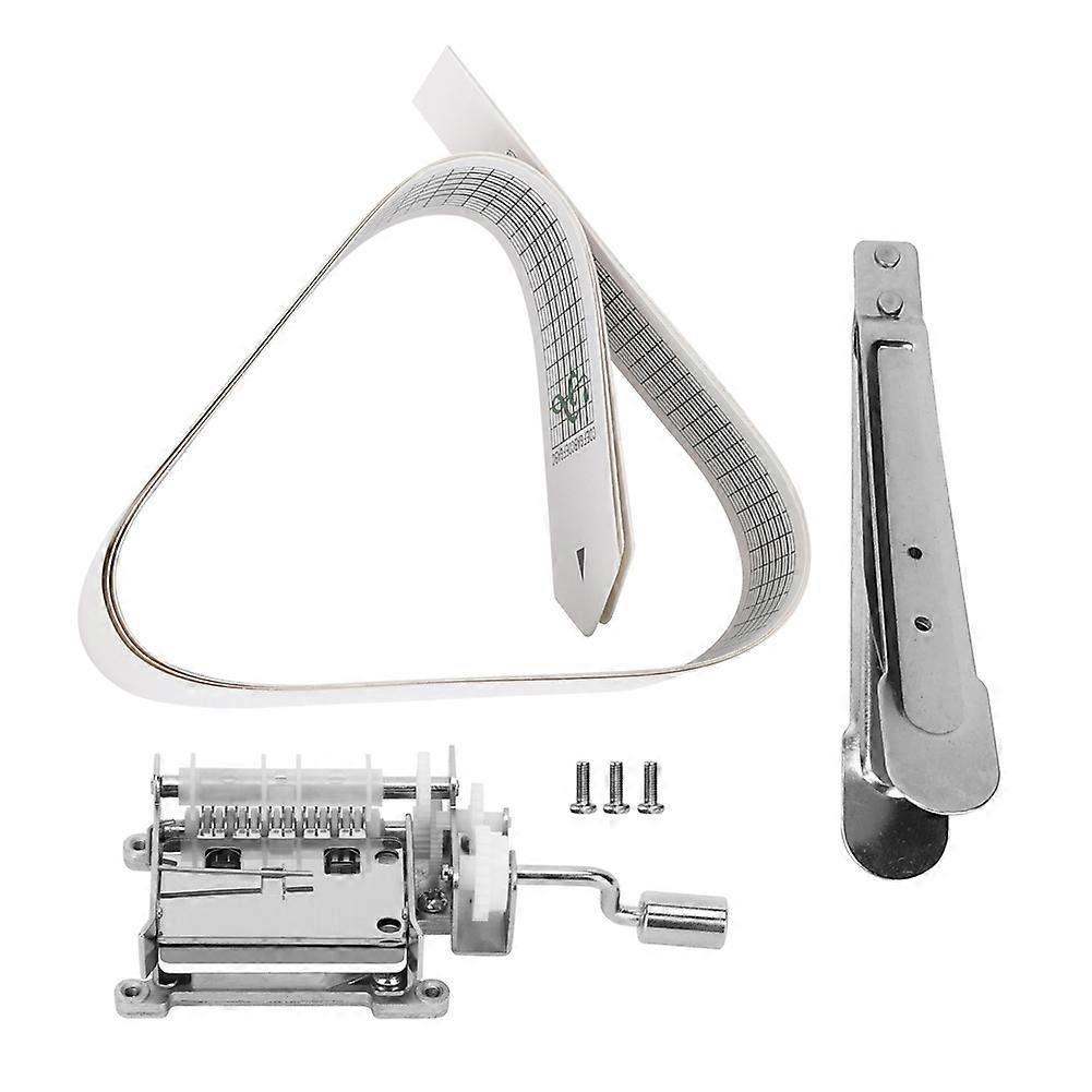 15 Note Hand Crank Music Box Movement Kit with 3 Blank Paper Tapes and Hole Puncher for DIY Projects