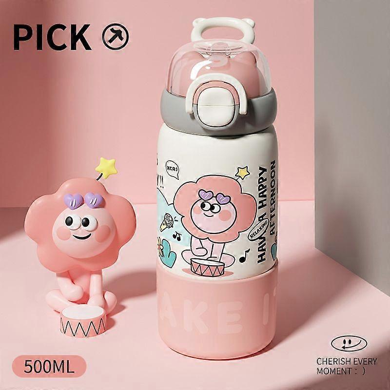 17oz Insulated Stainless Steel Leakproof Thermos Water Bottle for Sports,Travel,School-Pink