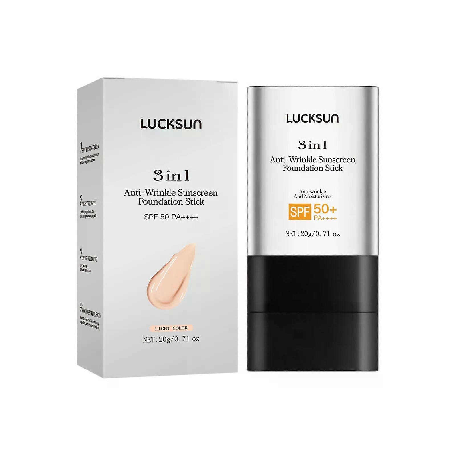 3 In 1 Anti-Wrinkle Foundation Stick with SPF 50+ Hydrating Lightweight Flawless Eraser Foundation Stick with Brush Moisturizing Double Head Make-Up w