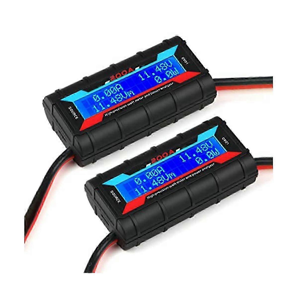 2 Pcs 200A Power Analyzer Watt Meter Battery Consumption Performance Monitor with LCD Backlight for