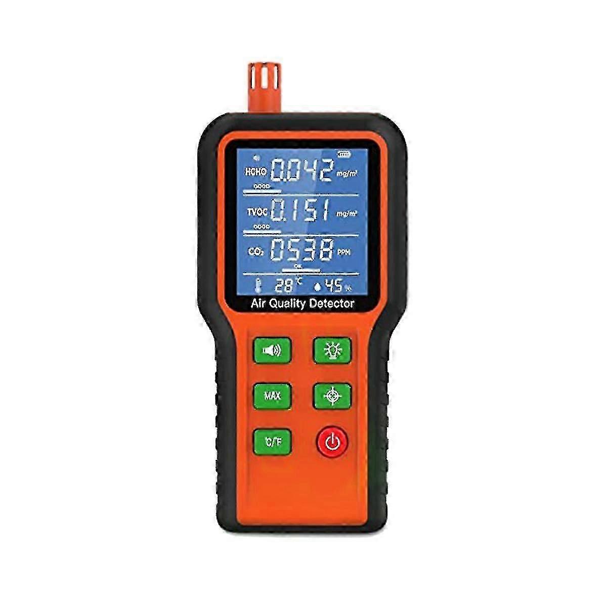 Luchtkwaliteit Monitor Indoor 5-in-1 Luchtkwaliteit Tester, Luchtkwaliteit Meter Test Kit Voor Huis Co2, Tvoc, Hcho, Vochtigheid