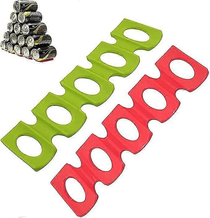 Pack Refrigerator Bottle and Can Holder, Non-Slip Silicone Portable Foldable Fridge Organizer for Bar Cabinet BBQ (Red and Green)