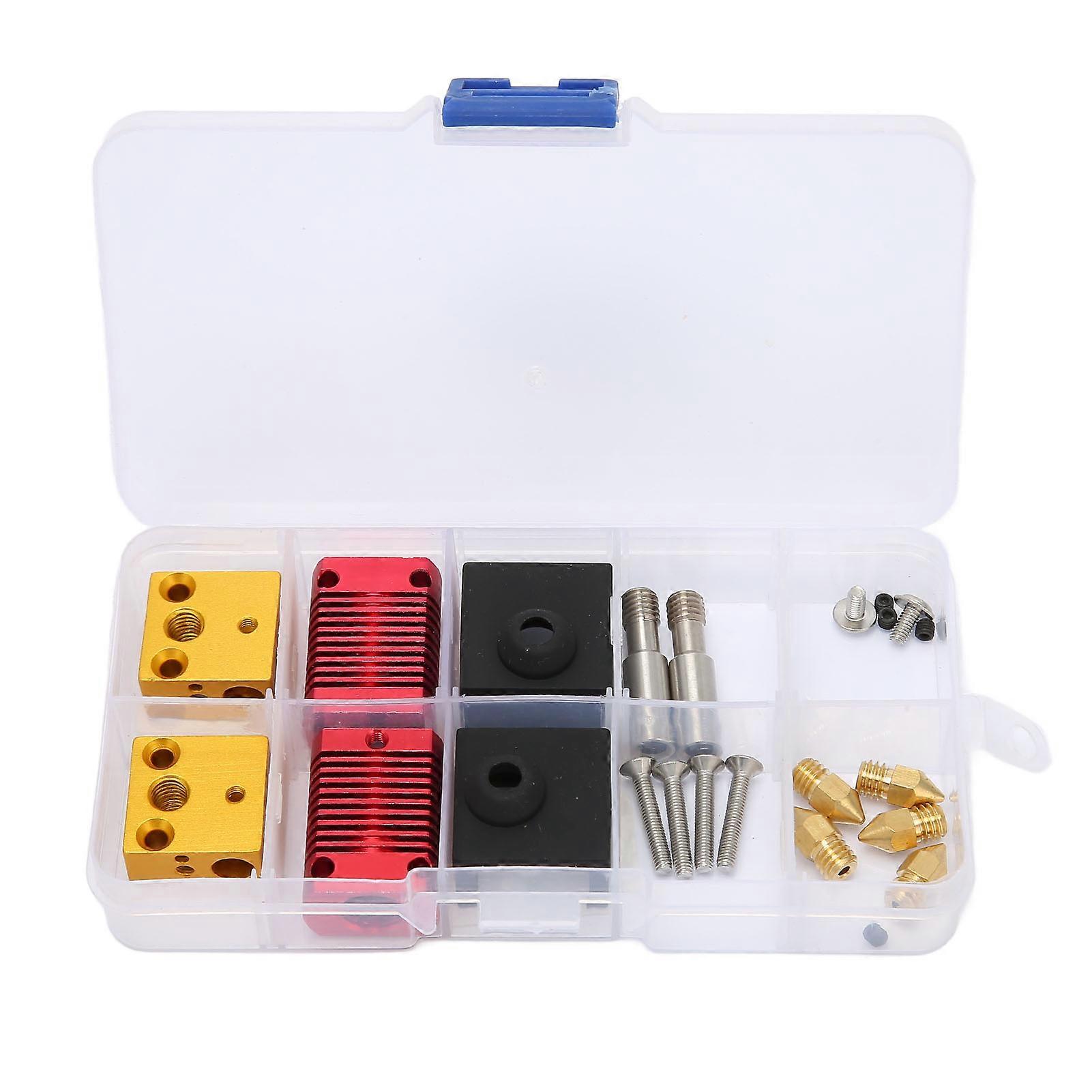 2 Sets Hot End Extruder Nozzle Kit High Precision Anodized Matte 3D Printer Extruder Hot End Kit for Ender 3 Replacement