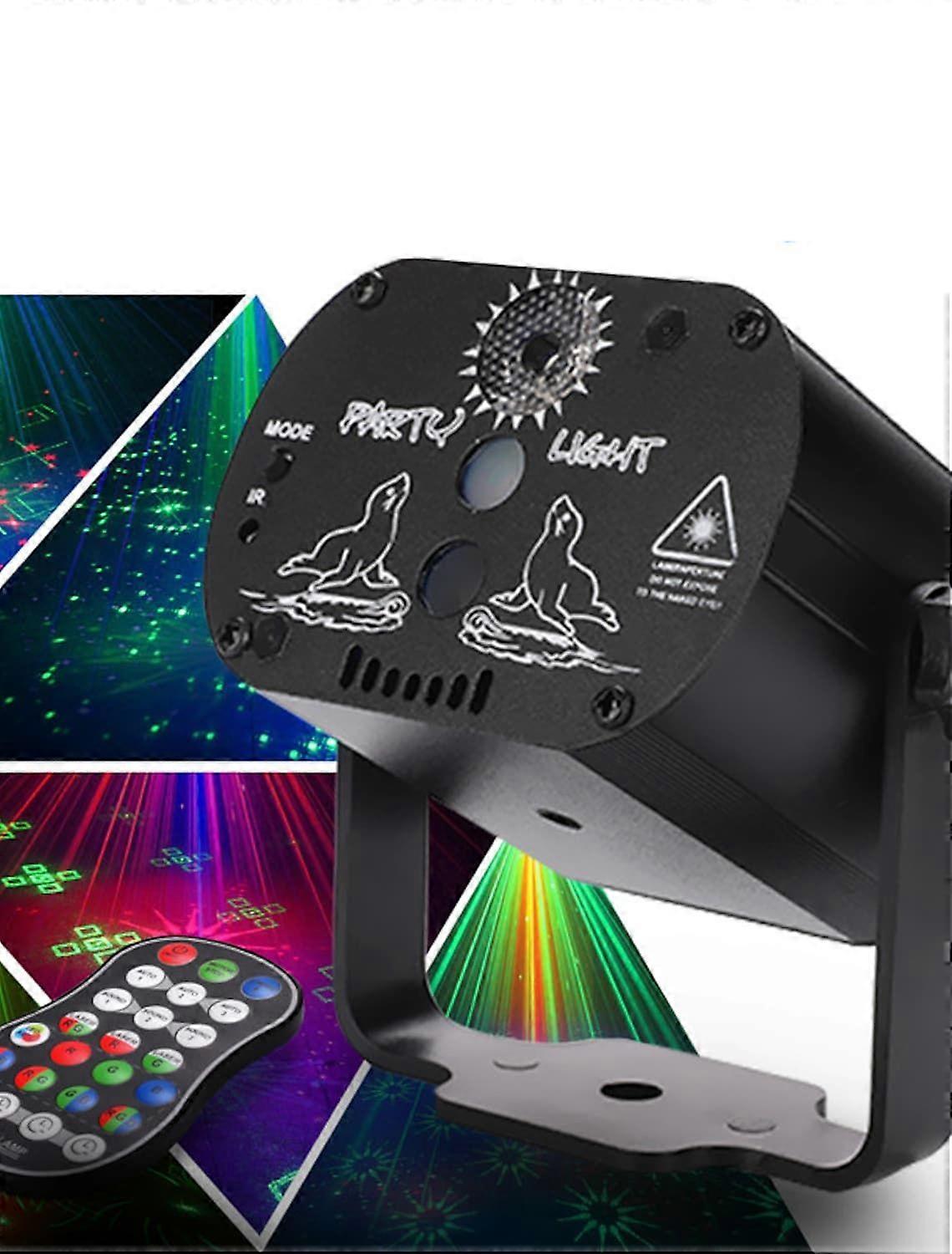DJ Disco Stage Party Lights Laser Strobe Lights LED Sound Activated 60 Patterns RGB Flash Projector with Remote Control for Christmas Halloween Pub KT