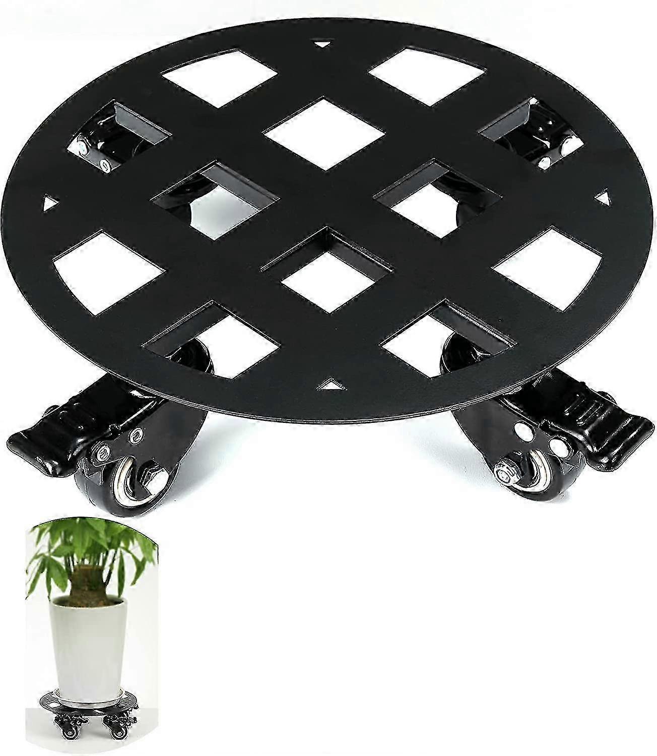 Heavy Duty Square Iron Flower Pot Stand with Universal Casters Black (Multi-purpose)