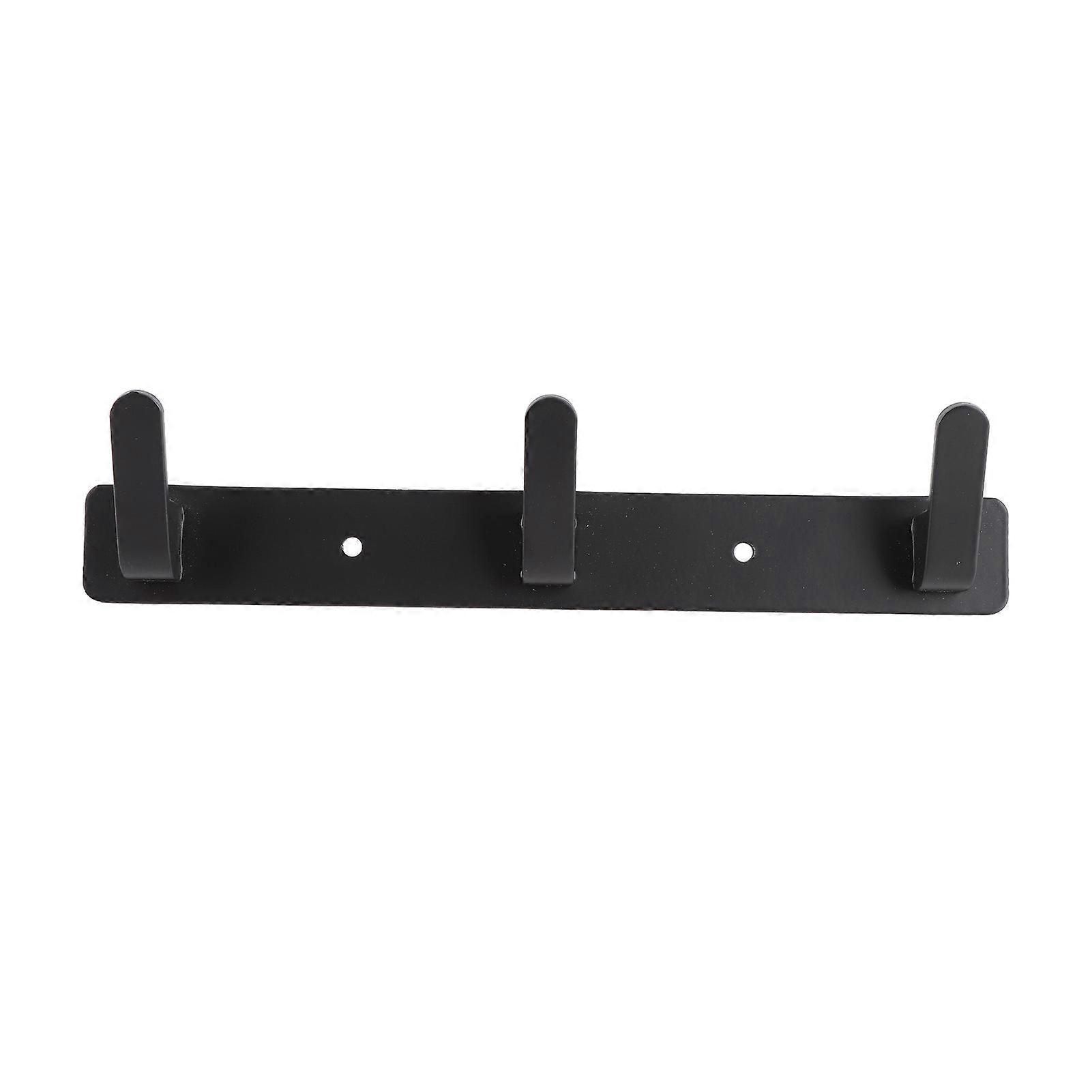 Black Space Aluminum 3-Hook Wall Mounted Rack for Kitchen Bath