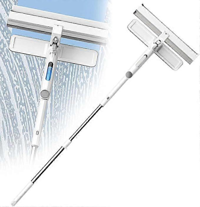 Window Squeegee Cleaner, 2 in 1 Shower Squeegee with Spray, 96-130CM Telescopic Washing Equipment, Automatic Collection of Dirty Water