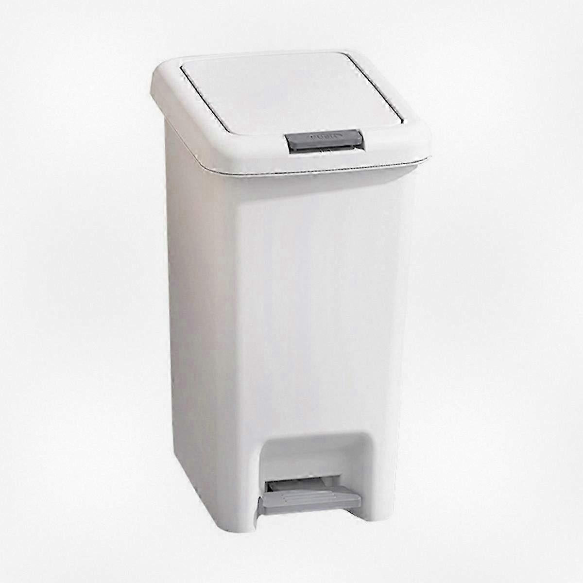 Square Step Pedal Trash Bin with Cover Plastic Waste Container Press Open Garbage Can for Kitchen Storage