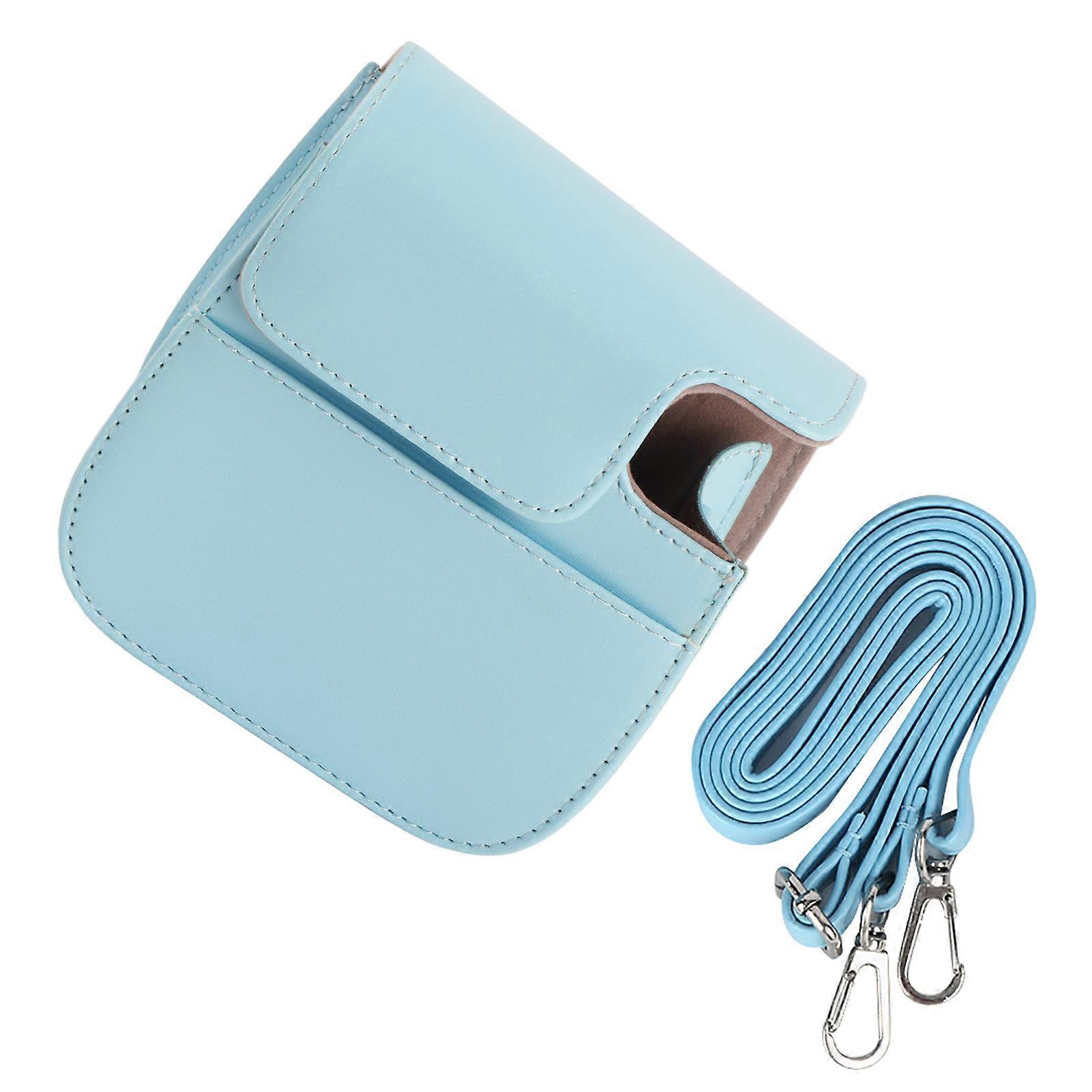 PU Leather Camera Case with Shoulder Strap for Fujifilm Instax Mini 11 (Blue)
