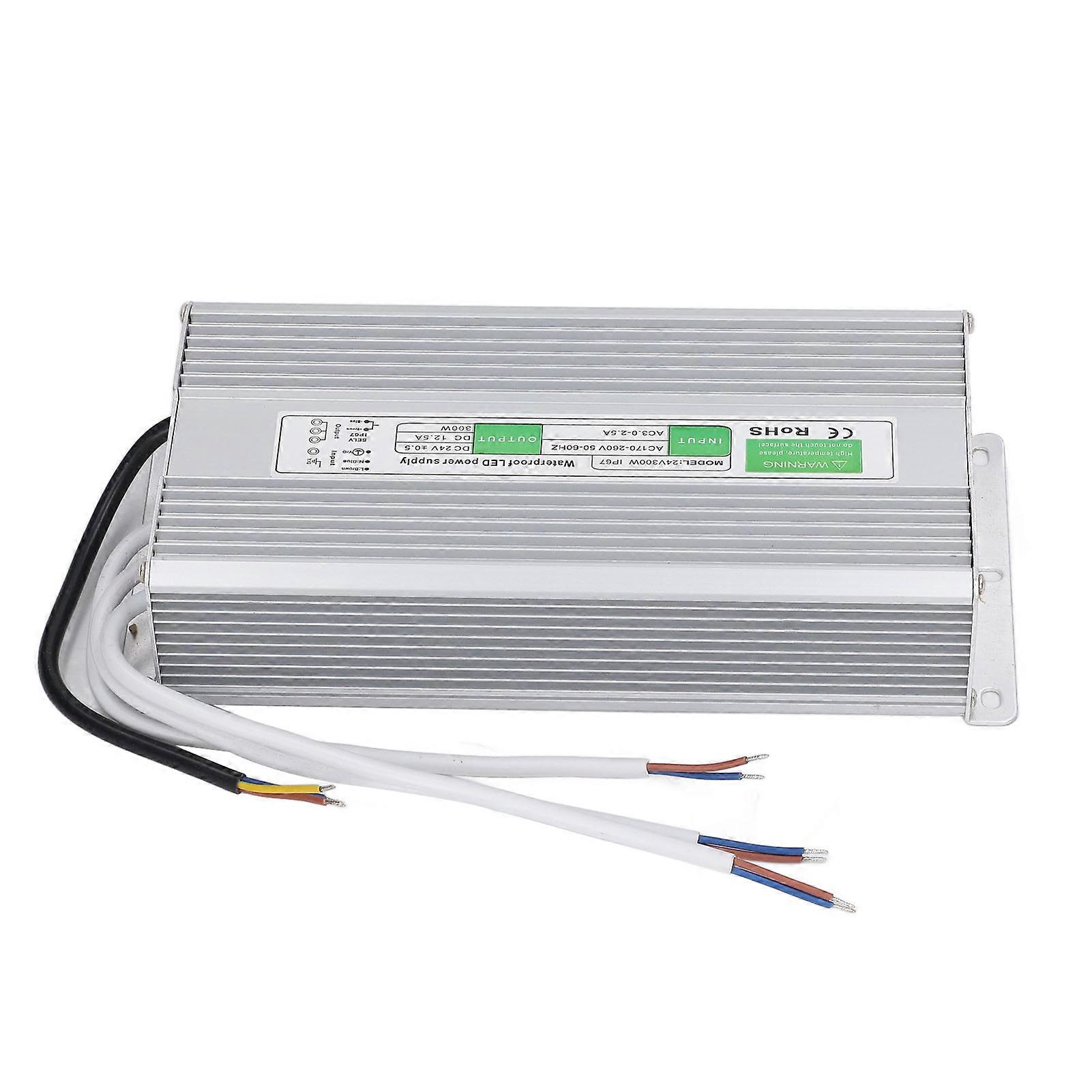 LED Power Driver 300W IP67 Waterproof Aluminum Shell LED Power Transformer AC170‑260V Input DC24V Output