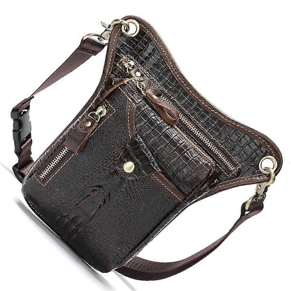 Original Leather Drop Leg Bag, Waist Bag Fanny Package, Multiple Pockets, Type A, Brown