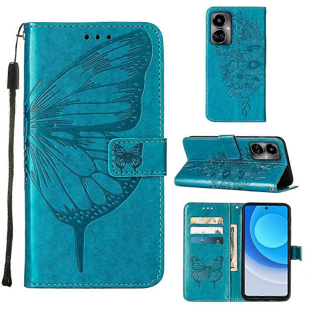 For Tecno Camon 19 Embossed Butterfly Flip Leather Phone Case