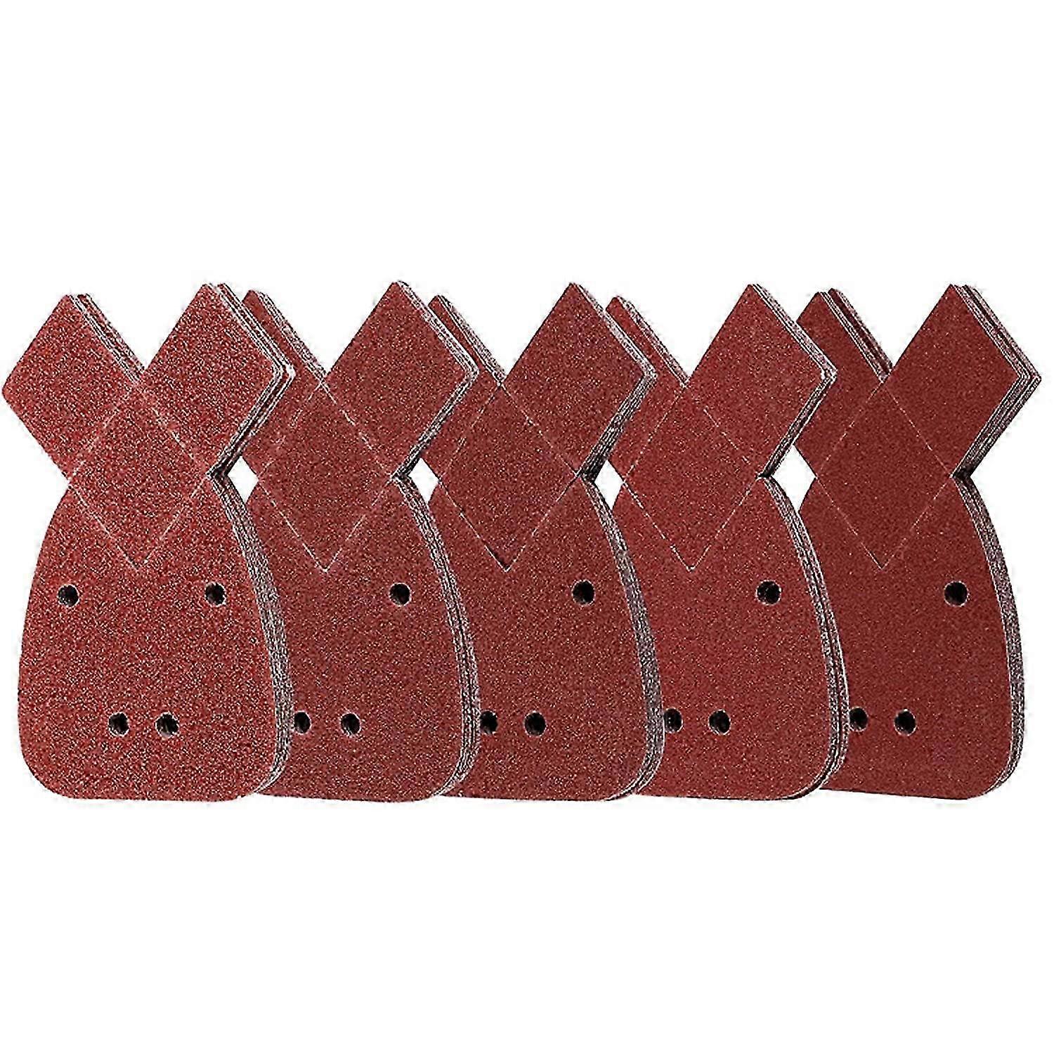50 Sandpaper Triangular Sanding Sheets, 4 Holes, 40/60/80/120/240 Thickness for Sander Polished/Black Rust Removal