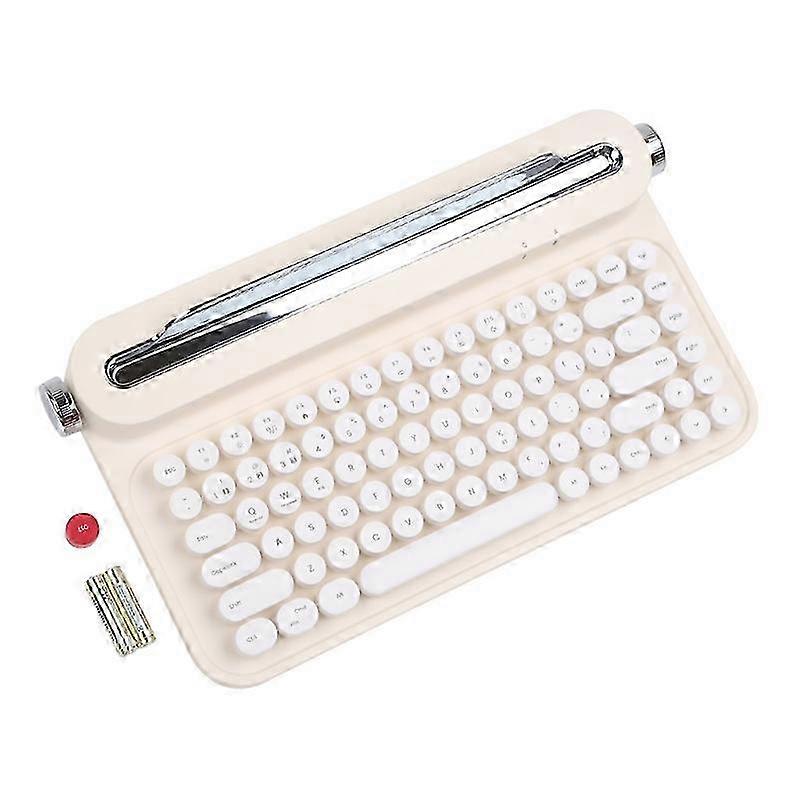 Cream yellow Bluetooth-compatible Typewriter Keyboard Retro Steampunk Candy Colors Dot
