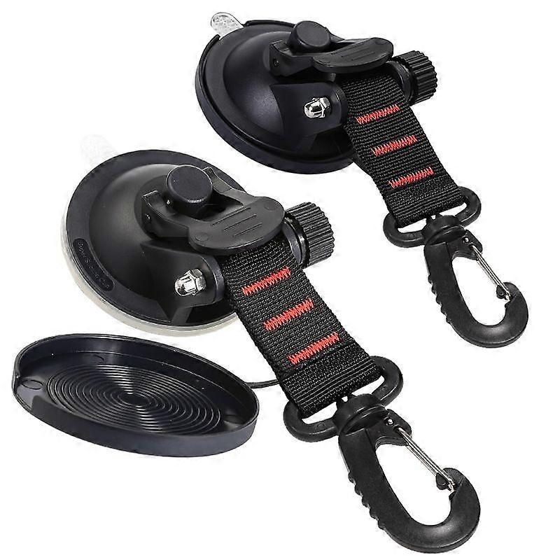 2Pcs Suction Cups Tie Downs With Hooks, For Car Awning Boat Rv