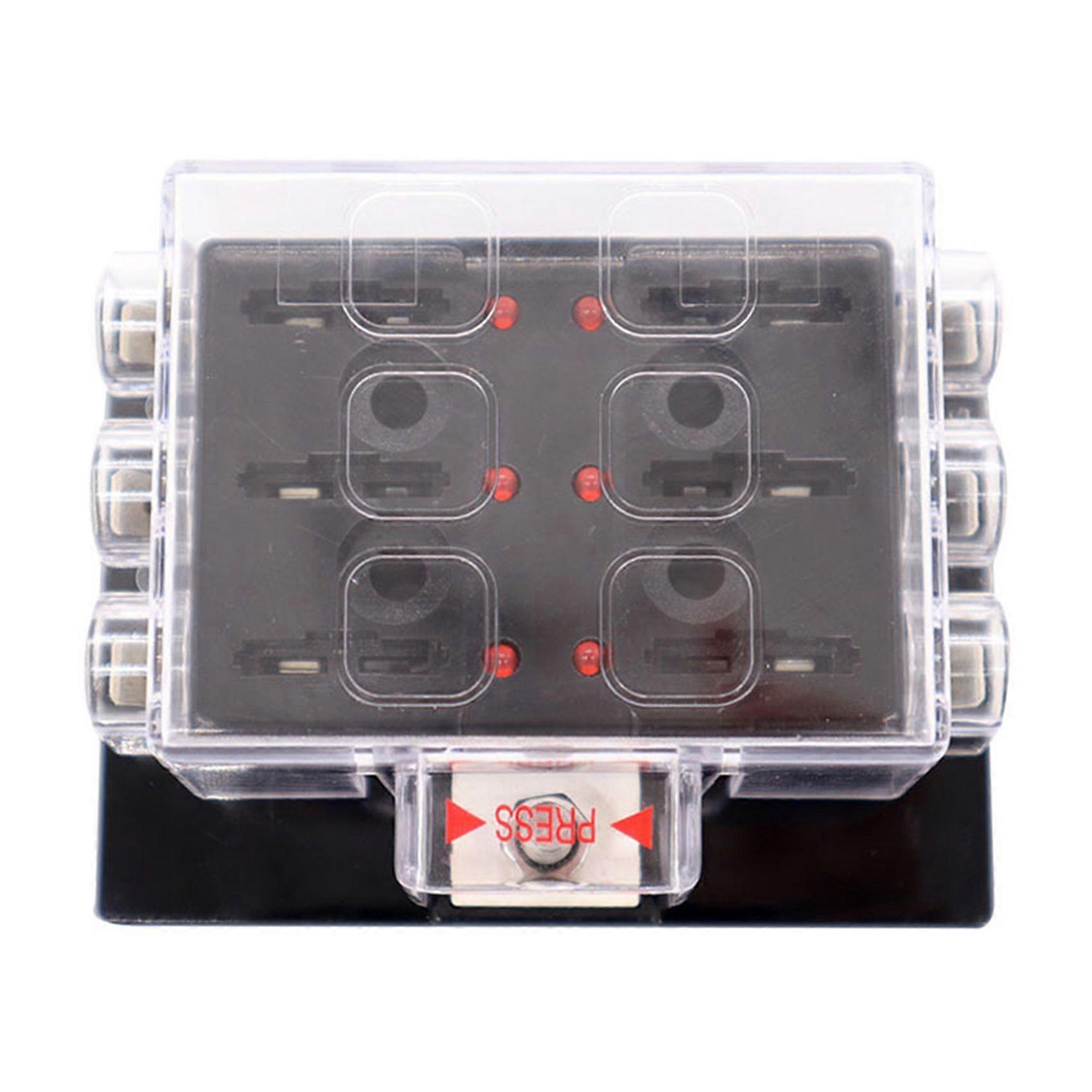 1 Set 6 Way Car Boat Bus Yacht Fuse Box Block Holder Cover /ATC/ATO DC12-48V Fuse Box with Fuse Terminal Block