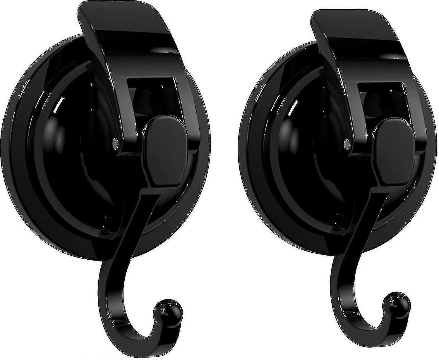 Suction Cup Hooks, 2 Pack Matte Black Heavy-duty Suction Cup Hooks, Ea