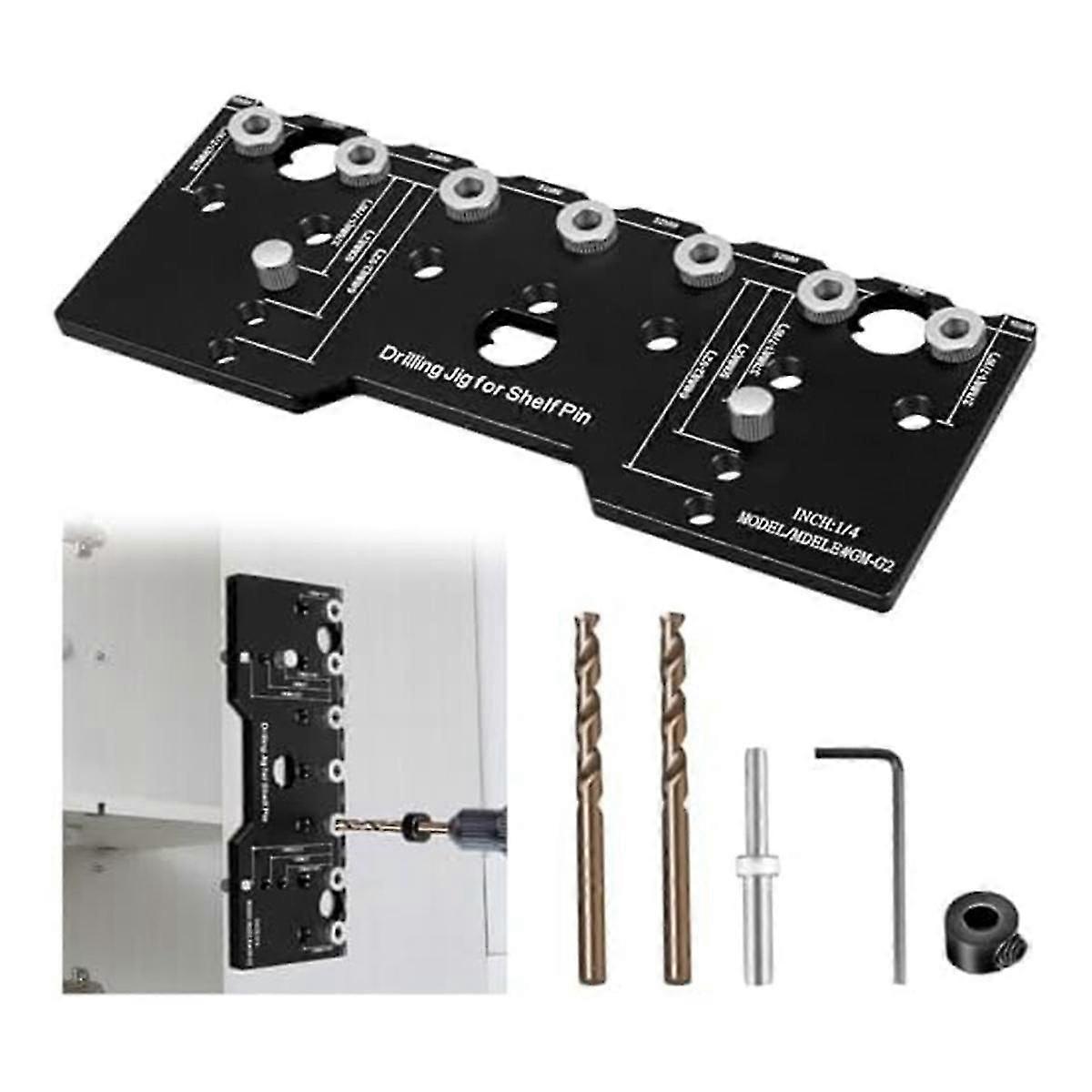 Shelf Pin Jig 1/4 Inch Aluminum Alloy Shelf Pin Guide Precise Cabinet Mounting Template Jig Shelf P