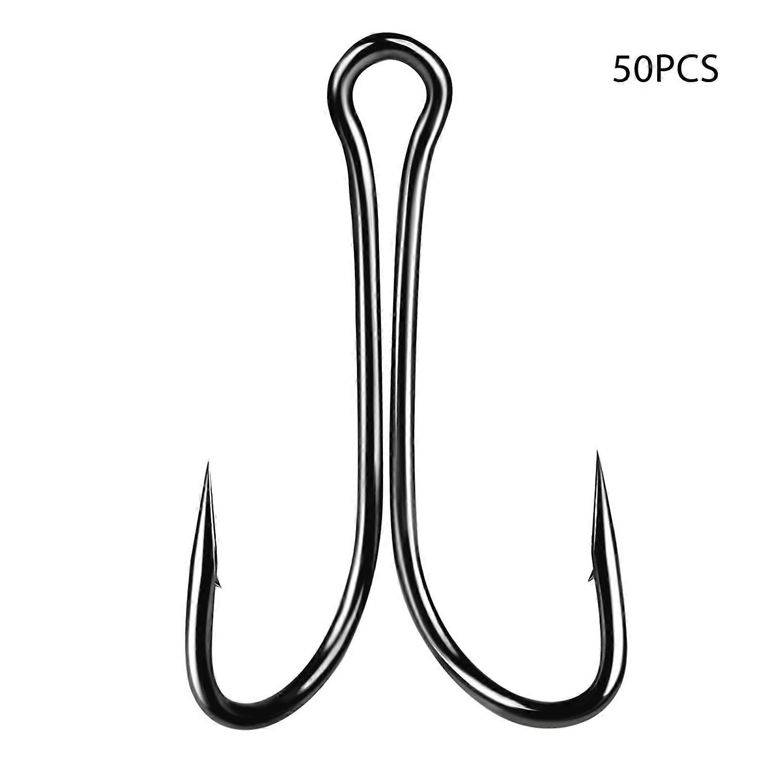 50 PCS Fishing Hook Long Shank Double Hook Fishing Double Hook Kit Frog Fishing Hook Double Hook for Saltwater Freshwater