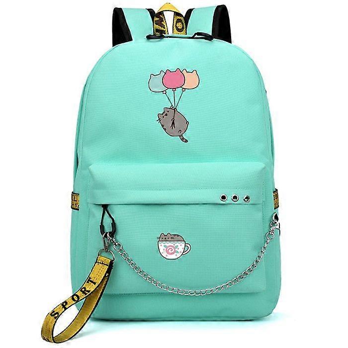 Kawaii Unicorn Cat Reading Book USB Port Backpack With Chain Headphone Port School Bags Travel Book Laptop Cartoon