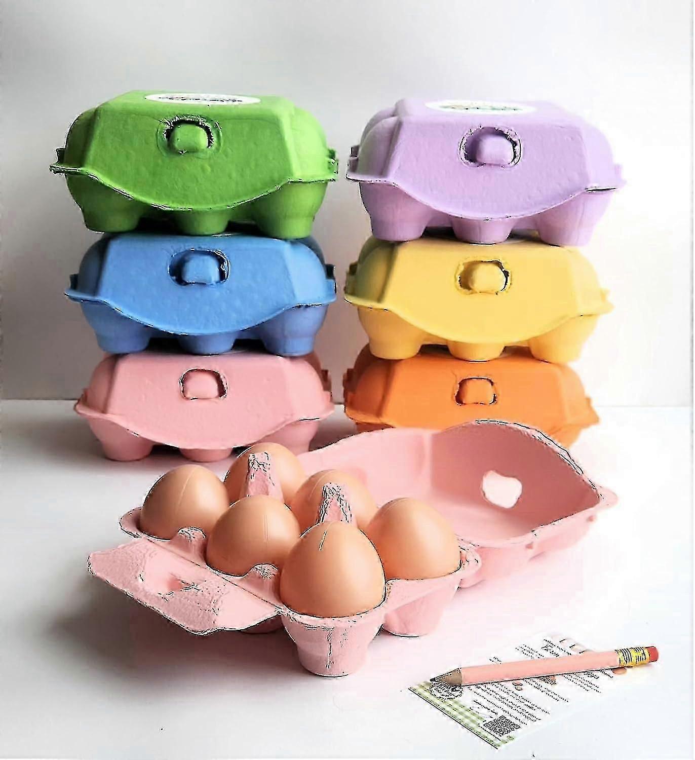 FRESH EGGS DAILY 18 Pack Colored Reusable Pulp Paper Cardboard 6-Cell Egg Cartons for Chic Cuma Grmez Gift for family
