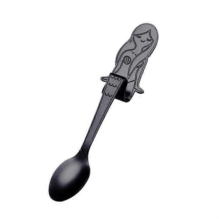 Creative Coffee Spoon Mermaid Shape Handle Spoons Flatware Drinking Tools Black