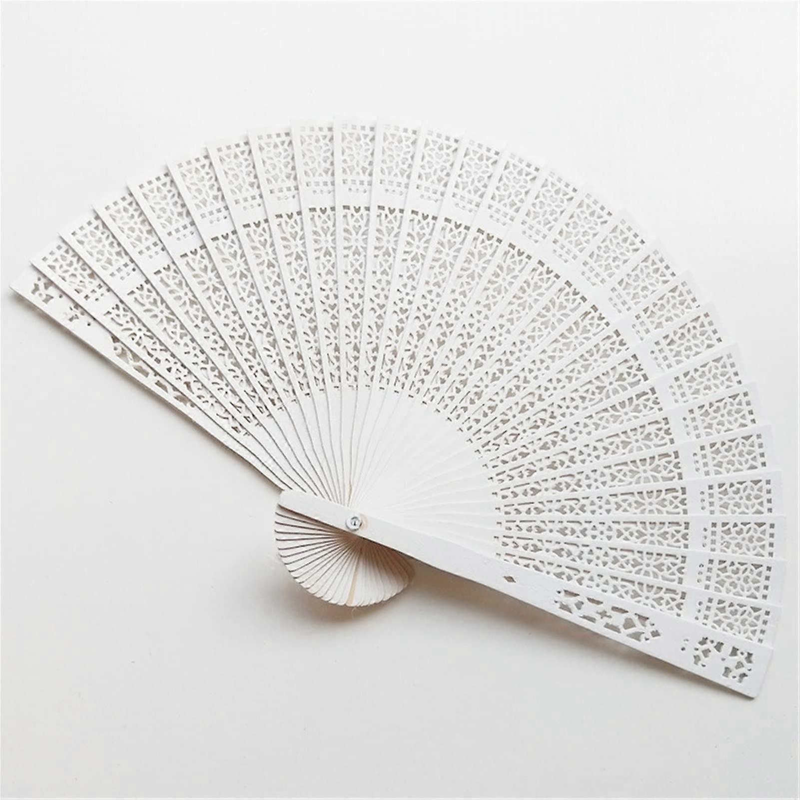 Folding Fan Fan Flower Fragrant Wood Wedding Favors Gifts Hand Folding Fans Chinese Waaier Fan Handmade Decorative Accessories (Color : White)