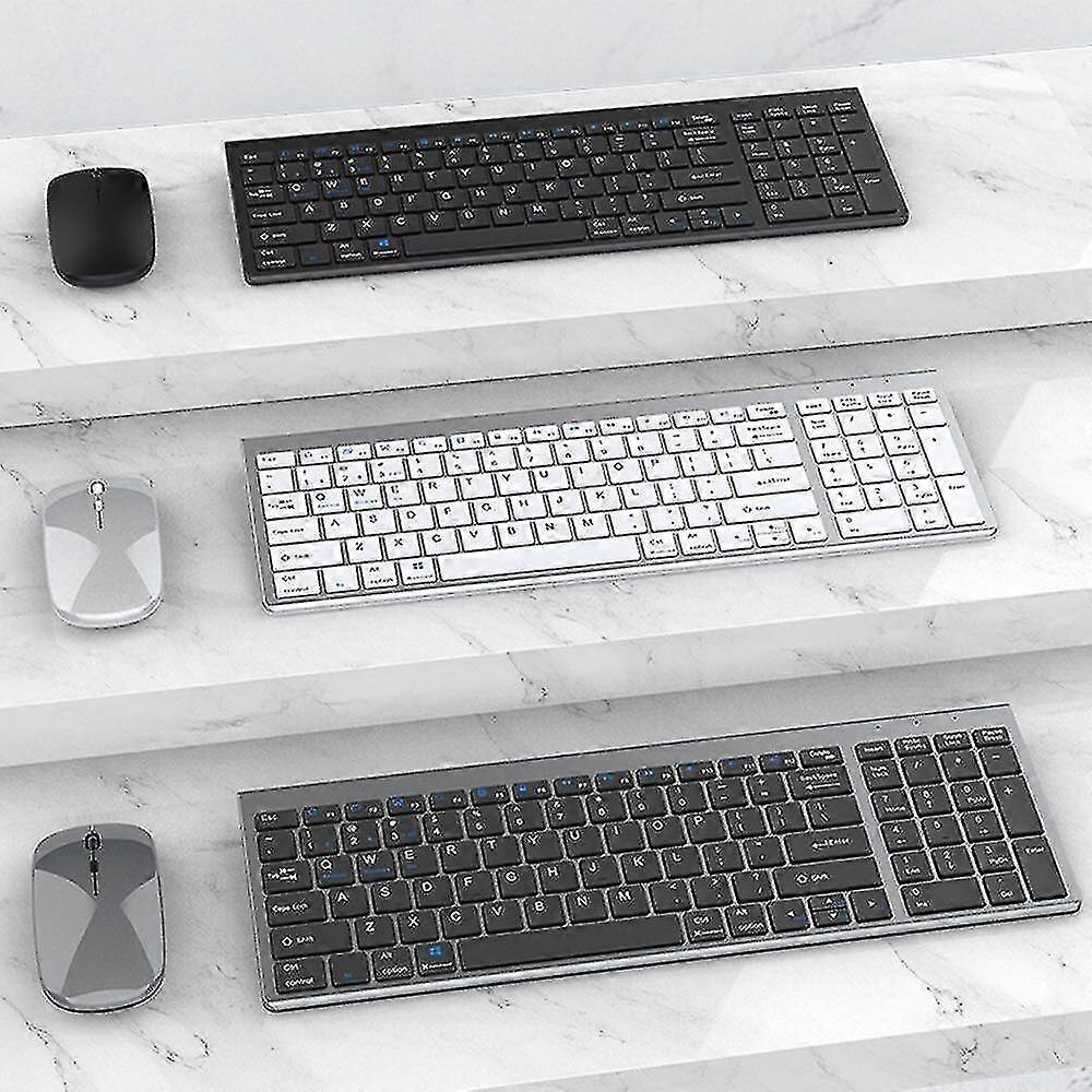 Rechargeable Wireless Bluetooth Keyboard And Mouse Set For Ios Ipad Android Pc Gray