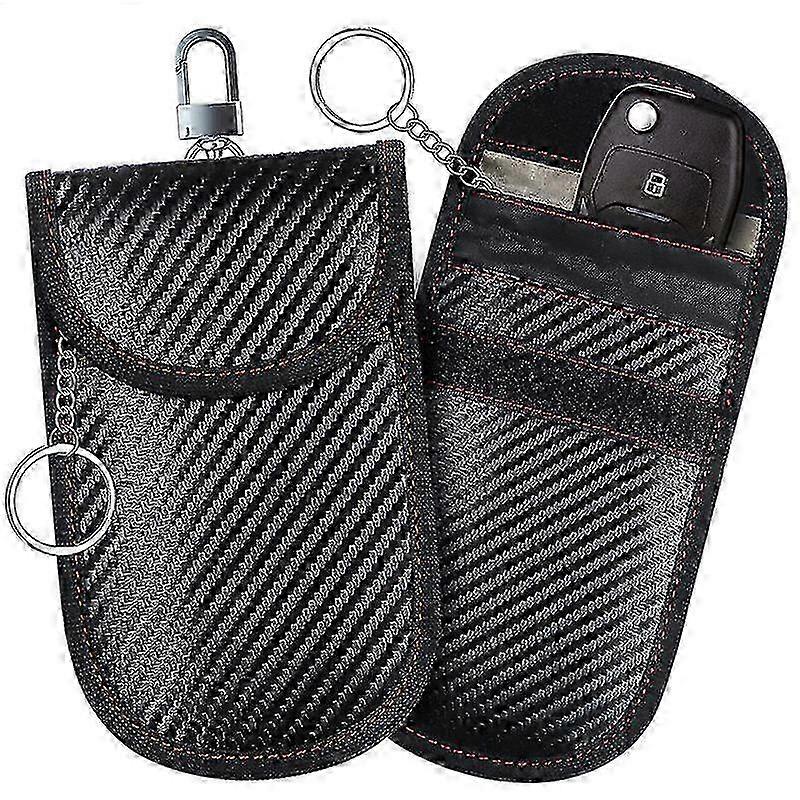 2-Piece RFID Signal Blocking Car Key Case with Anti-RFID Protection Pouch for Key Fob