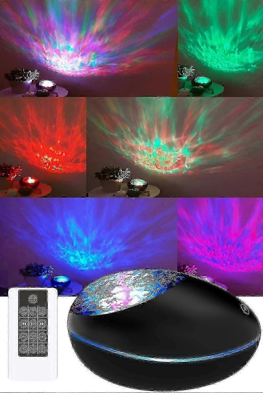Led Projector Bedside Lamp Simulation Ocean Waves With Remote Control,timer And Bluetooth Speaker,kids Night Light Touch Decoration 8 Colors Light