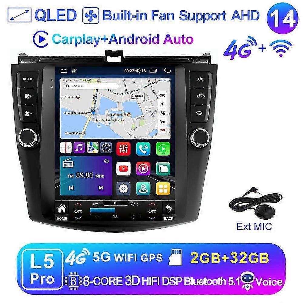 Lehx L6pro For Honda Accord 7 2003-2008 Car Radio Multimedia 2din Android 11 Auto Carplay Stereo Gps 8core 4g 9.7 Inch Qled