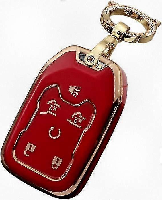 Car Key Case Cover FOB Holder Shell for a Certain Brand SUV Pickup Truck Model in Pink Color (Red)