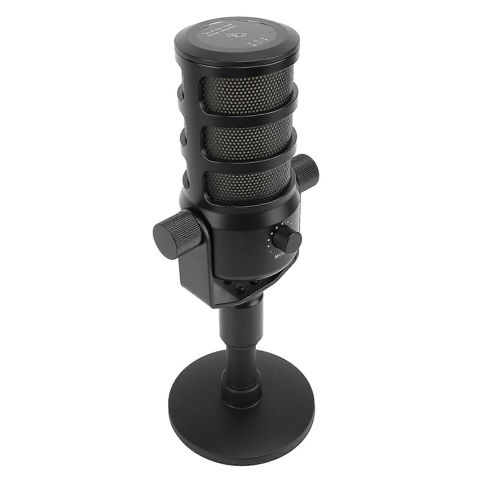 USB PC Microphone Clear Sound Pickup Adjustable Volume HIFI Condenser Mic with Mute Colorful Light for Gaming Streaming 