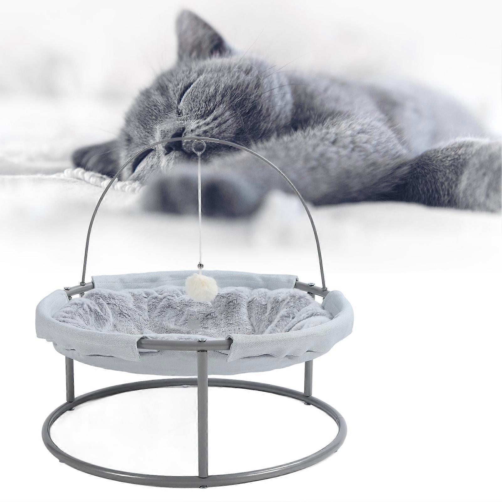Elevated Cat Hammock Foldable Removable Cat Hammock Bed Spacious Cat Sleeping Bed for Four Seasons Winter Type Grey 