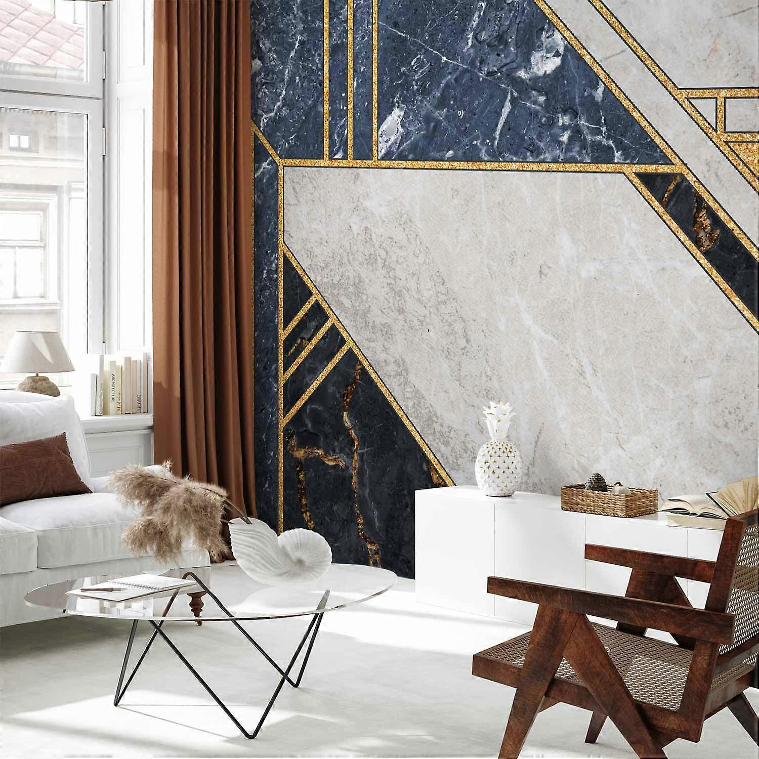 Self-adhesive wall mural - Expressive pattern in gold and garnet