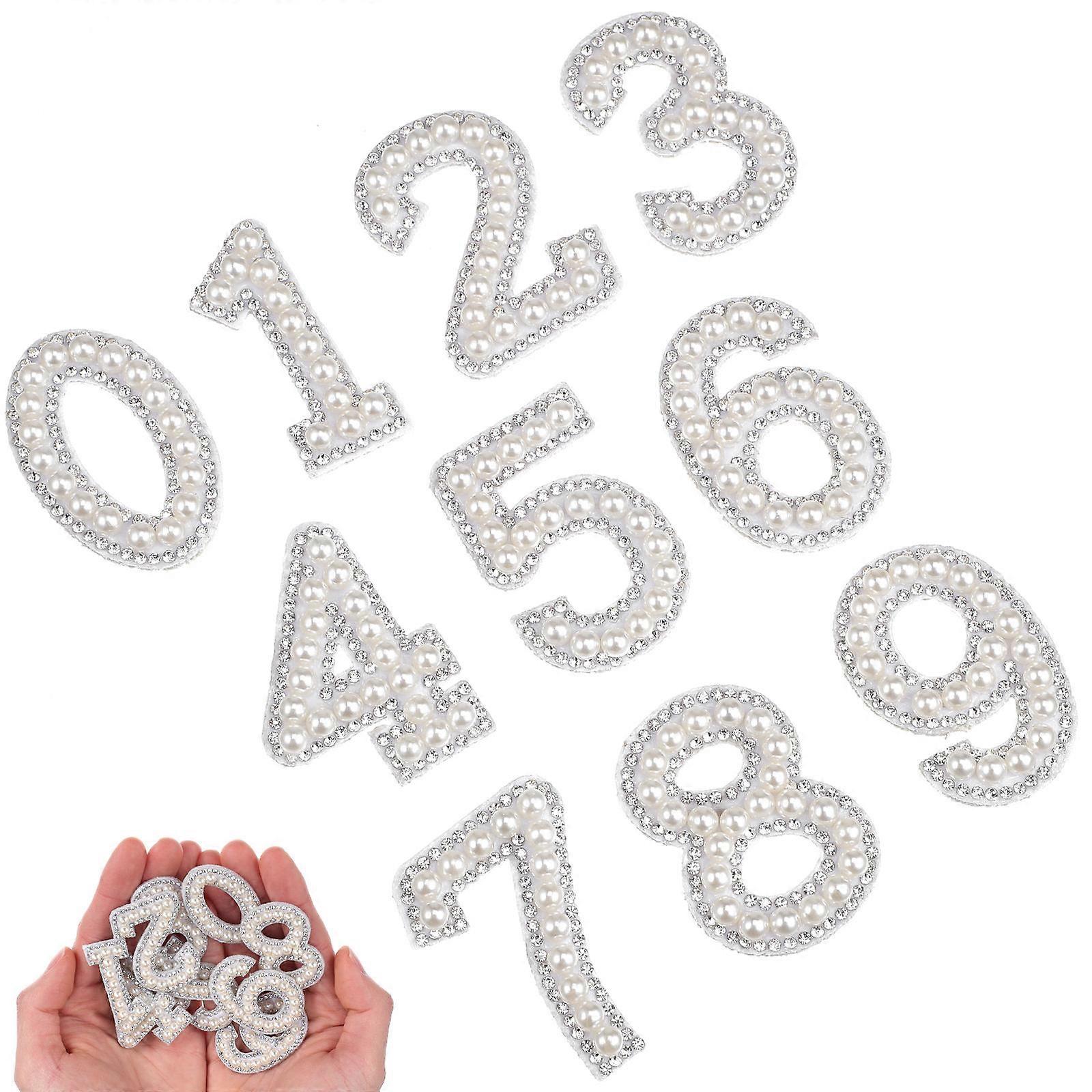 1 Set Pearl Letter Patches, Fabric Pearl Number Sticker Letter Patches Stick On Embroidered Patches, Pearl Iron On Letters For Decor Backpack Hat