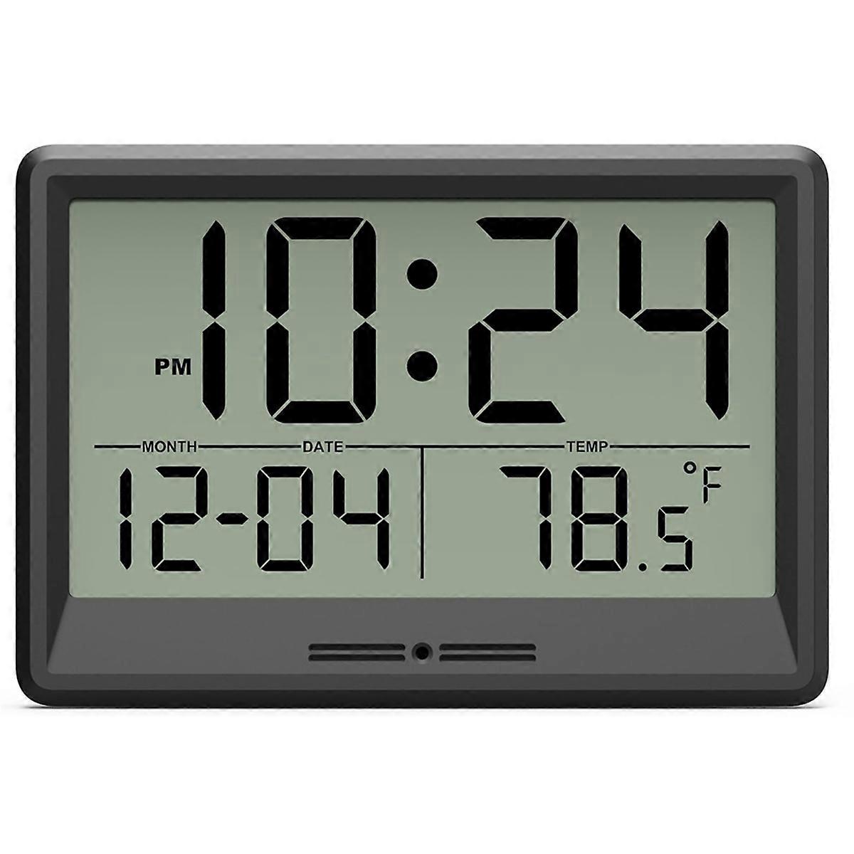 Digital Wall Clock Battery Operated, 8 Inch Small Wall Clock with Large Display, Temperature and Da