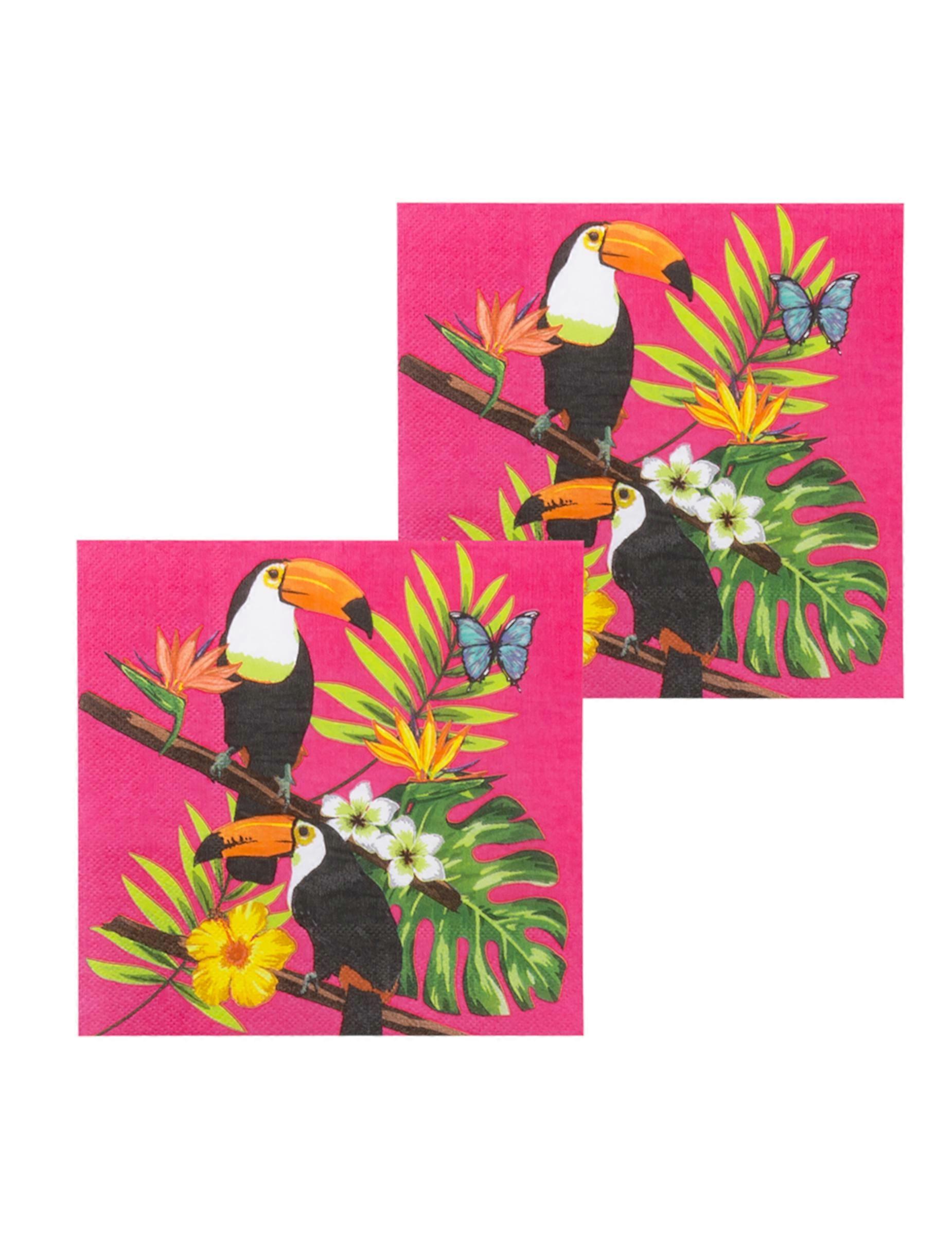 20 Fuchsia Toucan Paper Napkins 33 x 33 cm