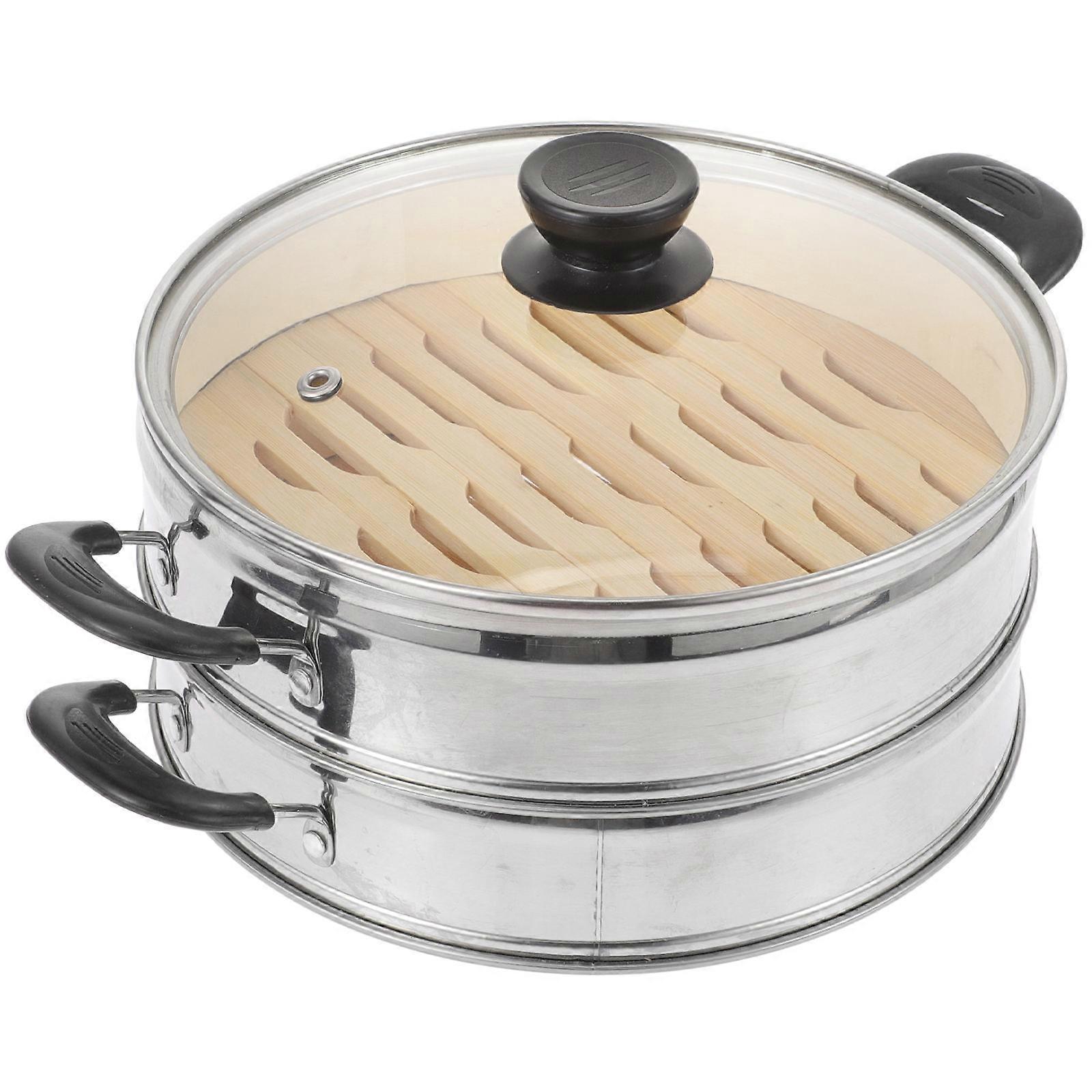 Steam Basket Steamer Baskets with Lid Multipurpose Cookware Accessories for Home Use 29x21cm Silver 1Set
