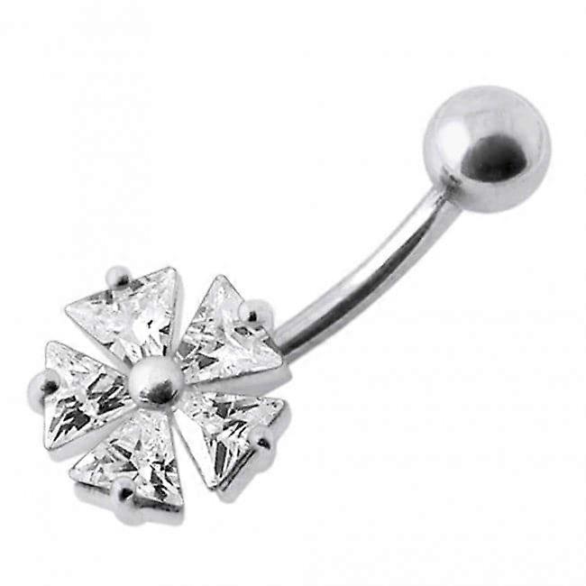 Jewelled Irish Flower Silver Belly Ring