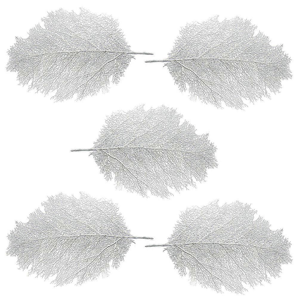Beach Theme Placemats Large Artificial Coral Branch Placemats Silver 58x37x1cm Table Decoration for Party 5Pcs