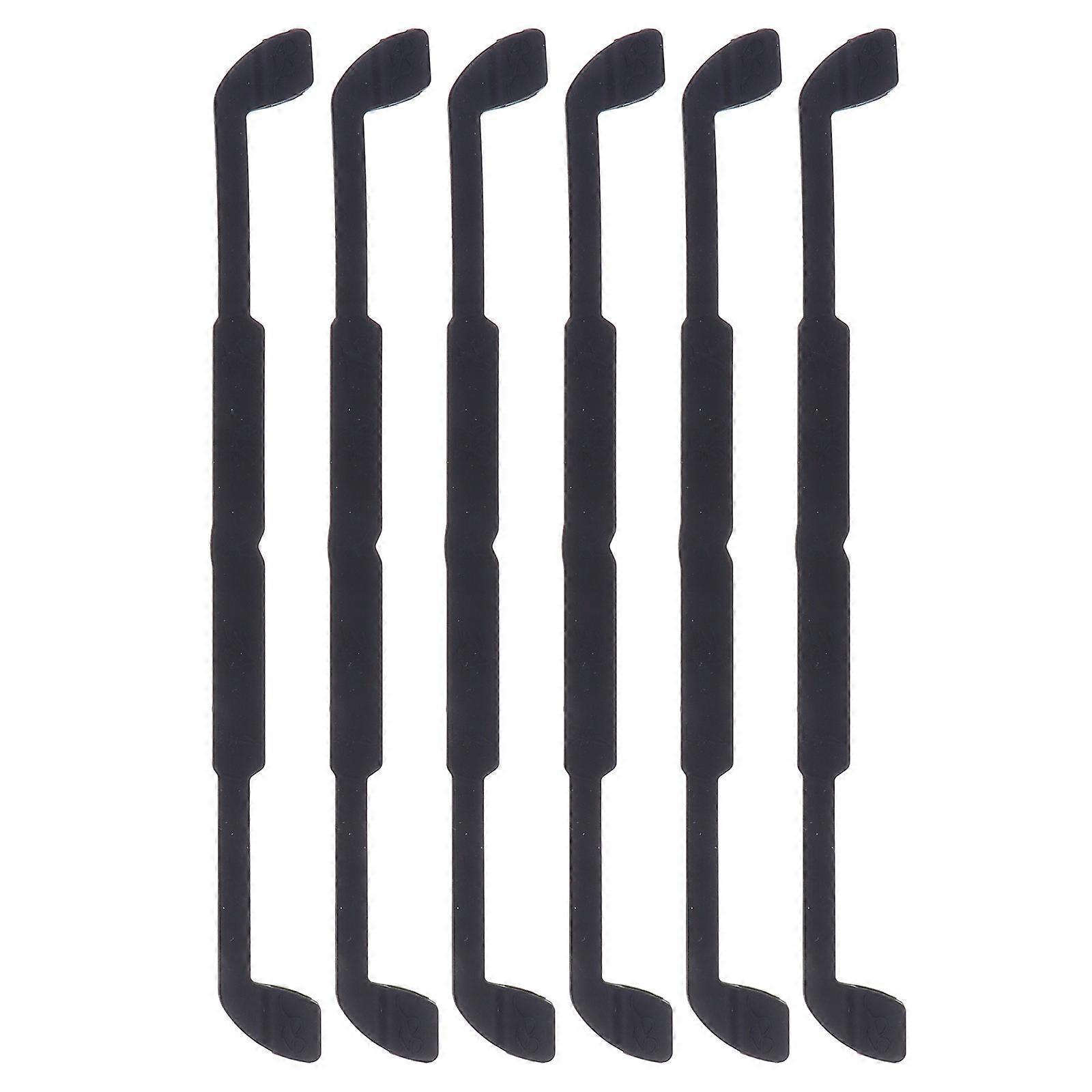 6pcs Durable Glasses with Silicone Non Slip Ropes Widen Elastic Ropes Black
