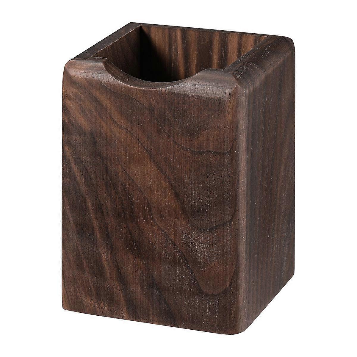 Table Stationery Organizer Wooden Pen Box Desk Organizer Wood Storage Black Walnut For Office Use 7x7x10cm 1Pack