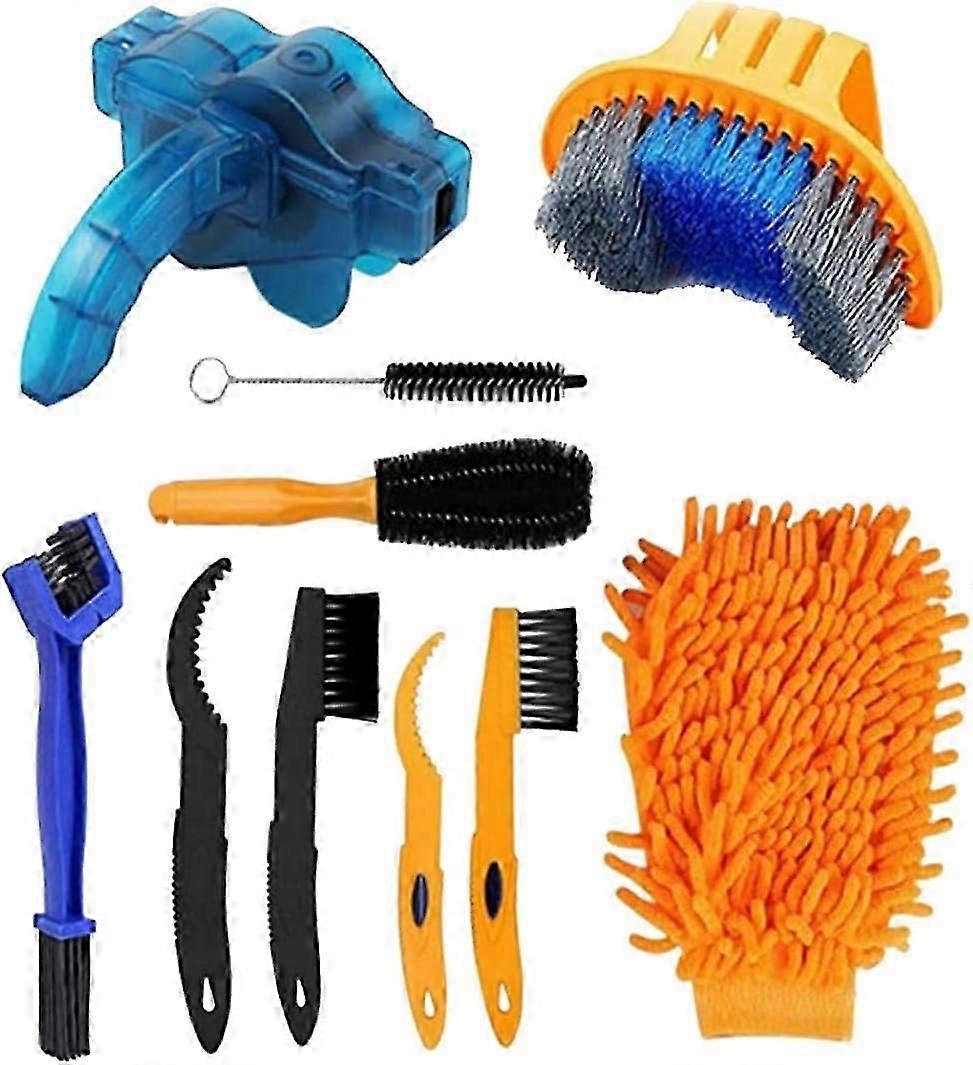 Bicycle Cleaning Brush Tool Kit - 10 Pieces Suitable for Various Bicycles