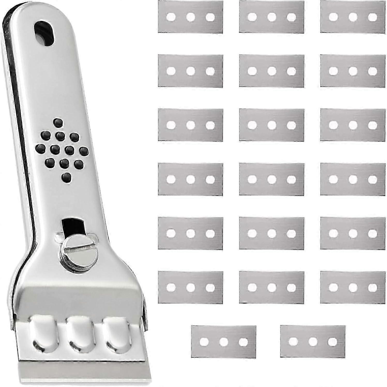 Ceramic Hob Scraper Glass Scraper, Induction Hob Scraper Ceramic Hob Scraper with 20 Blades Scraper for Oven, Mirror, Floor Cleaning, 13.5 * 4.5cm