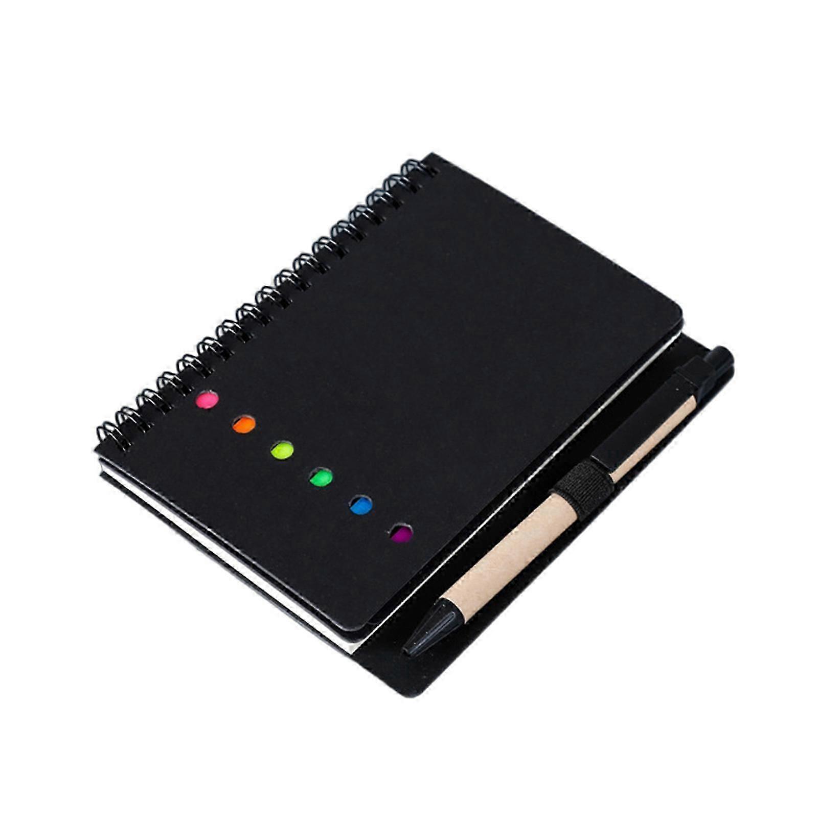 3Pcs Small Coil-binding Notebook Pocket Notepads with Sticky Notes Colored Index Tabs and Page Mark, and Pen in Holder Red