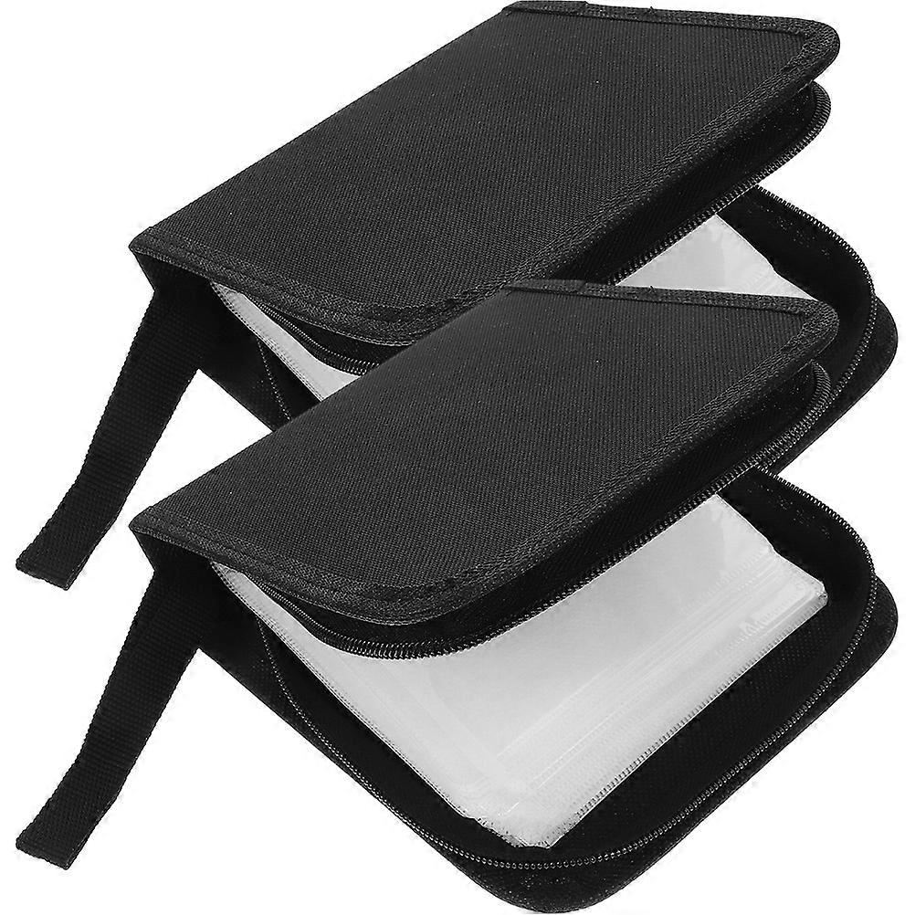 Portable CD Wallet DVD Storage Case 2PCS Hard Organizer for Car Discs Non Woven Compact Design for Music and Game Discs